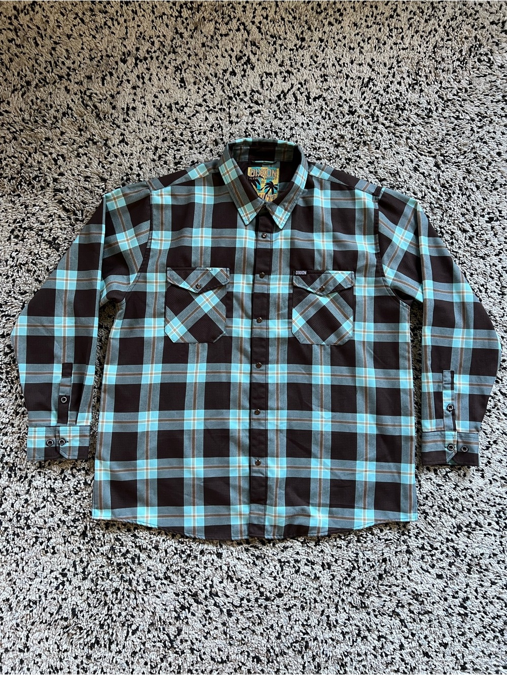 Dixxon Flannel Co Tahiti D-TECH Flannel Shirt Blue Brown Plaid Snap Button 3XL